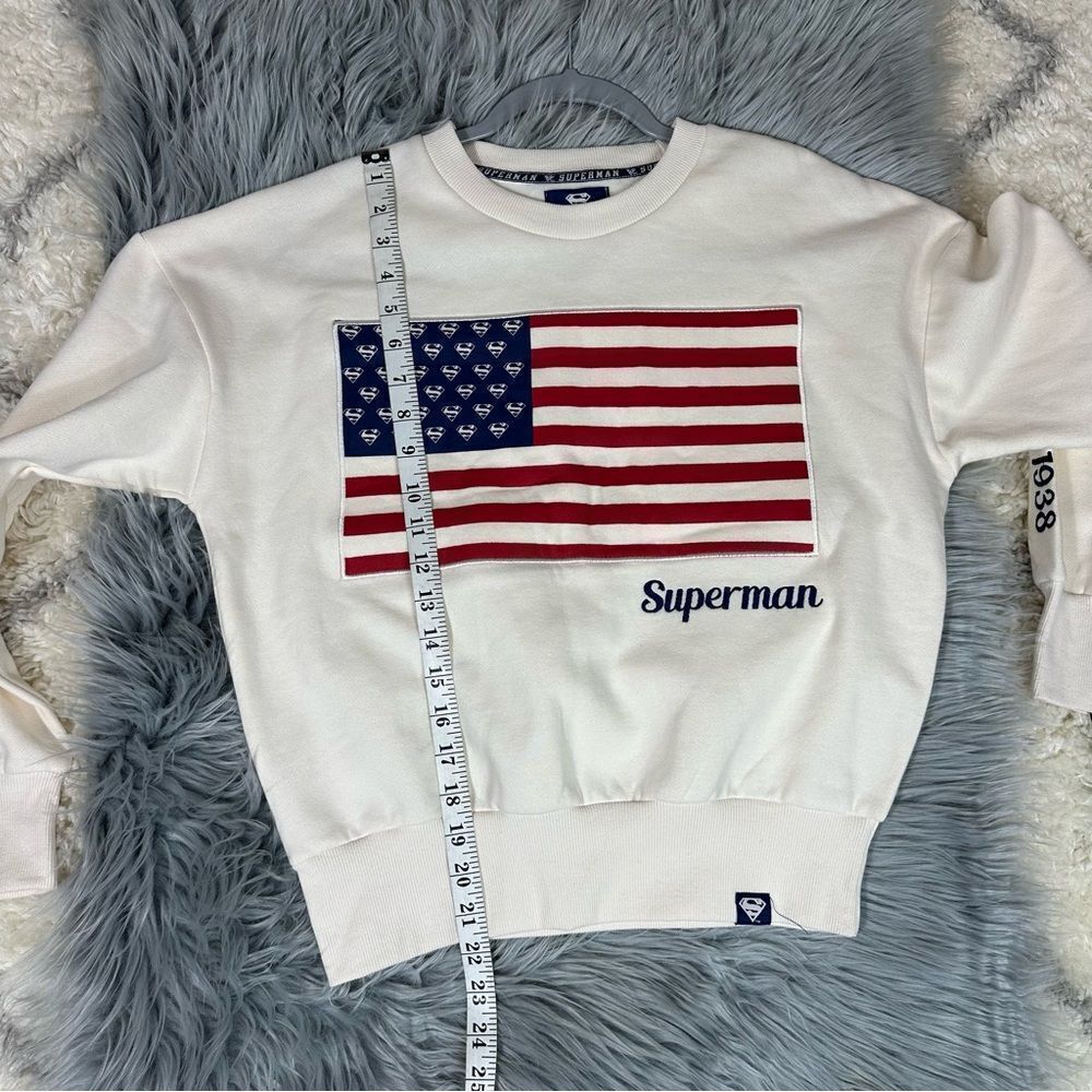 DC Comics White Superman Flag Sweater - Picture 7 of 9